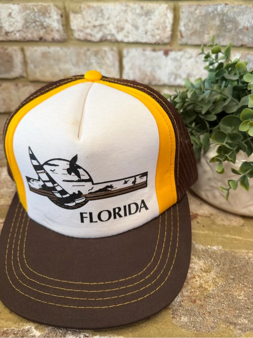 Vintage | Florida Trucker Hat - Brown, Yellow & White